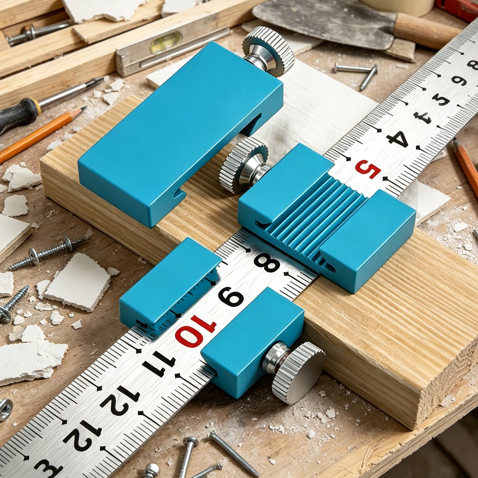 Woodworking Workshop - 大工道具 大工定規 ポジショニングスクライビングブロック 木工用スチールスケールストップ 建設用 家庭用