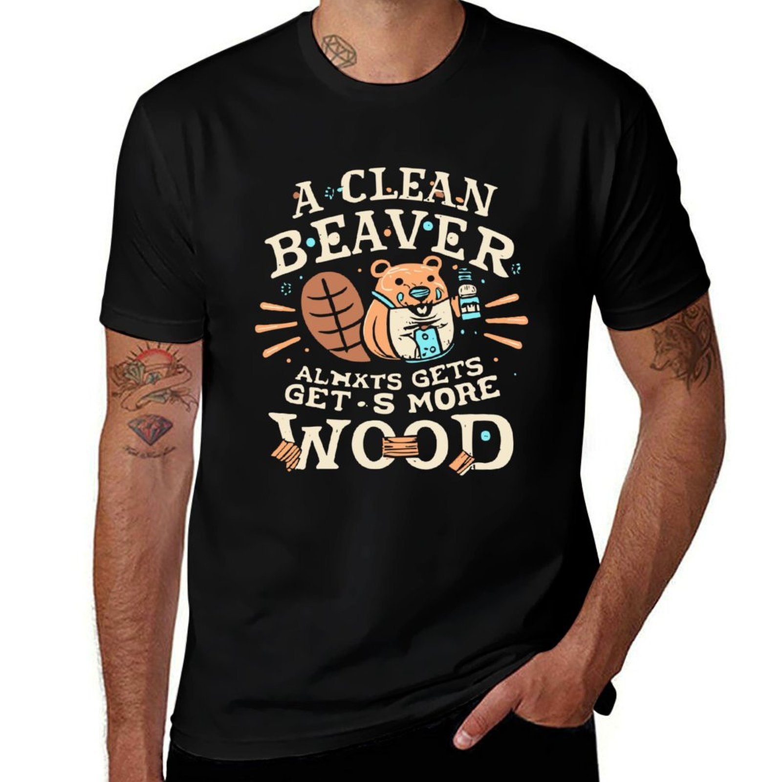 Woodworking Jokes - 面白いダーティな大人向けジョーク「クリーンビーバーはいつももっと木を手に入れる」Tシャツ 作業着 通気性のあるTシャツ