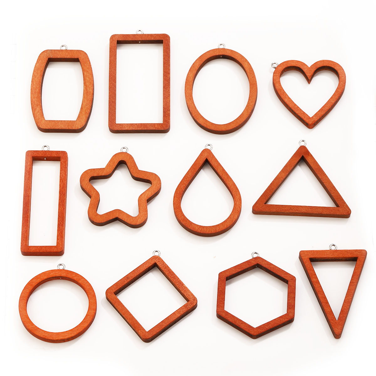10 個の三角形長方形木製幾何学チャームイヤリングブレスレッ - Woodworking Resin のレビューと価格